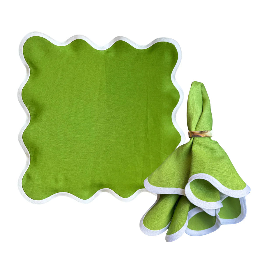 Linen Scalloped Square, Olive