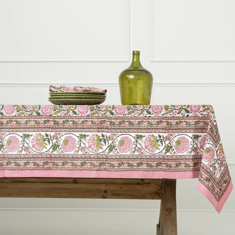 Bohemian Floral Moss & Mauve Tablecloth