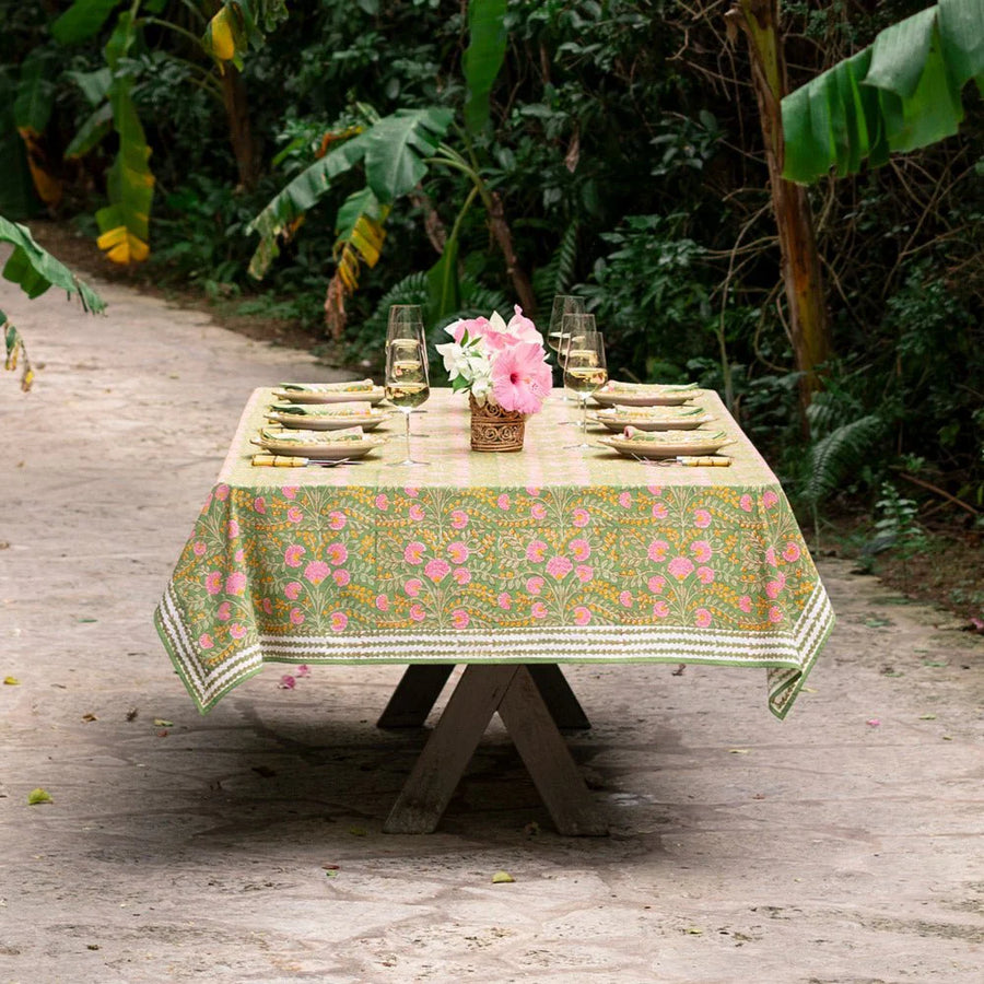 Cactus Flower Fern & Flamingo Tablecloth