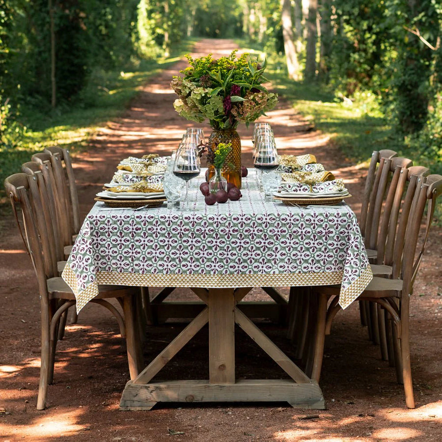 Fleur De Lis Antique Jade Tablecloth