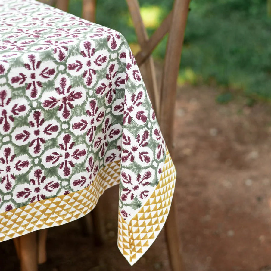 Fleur De Lis Antique Jade Tablecloth