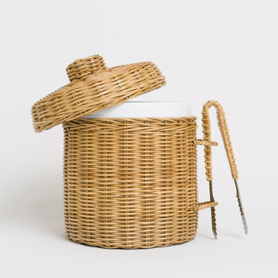 Natural Wicker Ice Box w/ Tongs