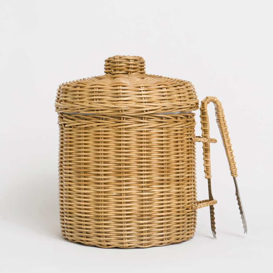 Natural Wicker Ice Box w/ Tongs