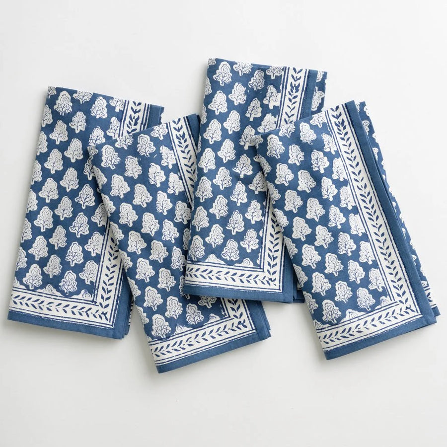 Blue Pom Buti Napkins, s/4