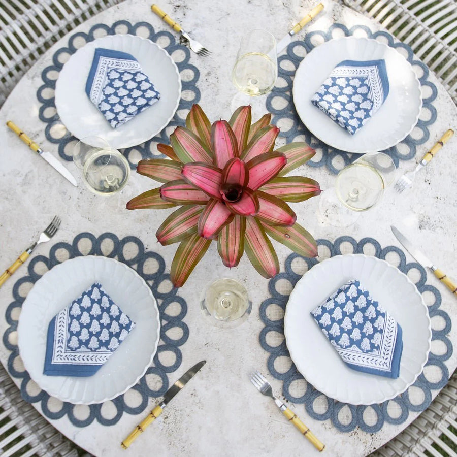 Blue Pom Buti Napkins, s/4