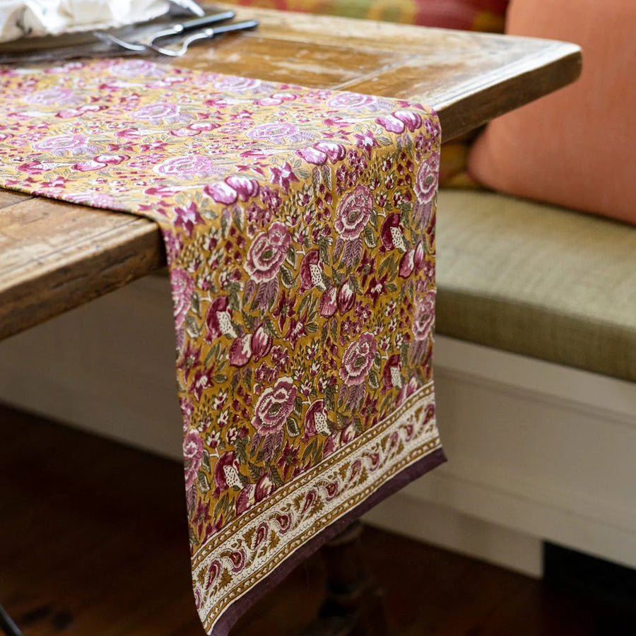 Pomegranate Garden Plum & Ochre Table Runner