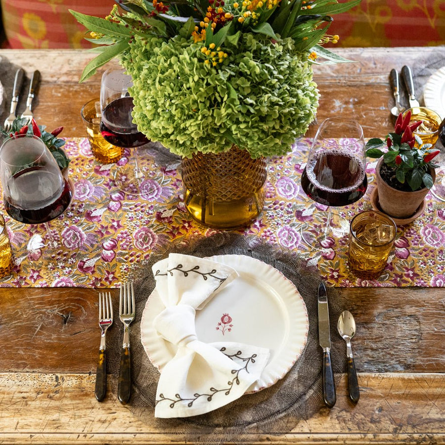 Pomegranate Garden Plum & Ochre Table Runner