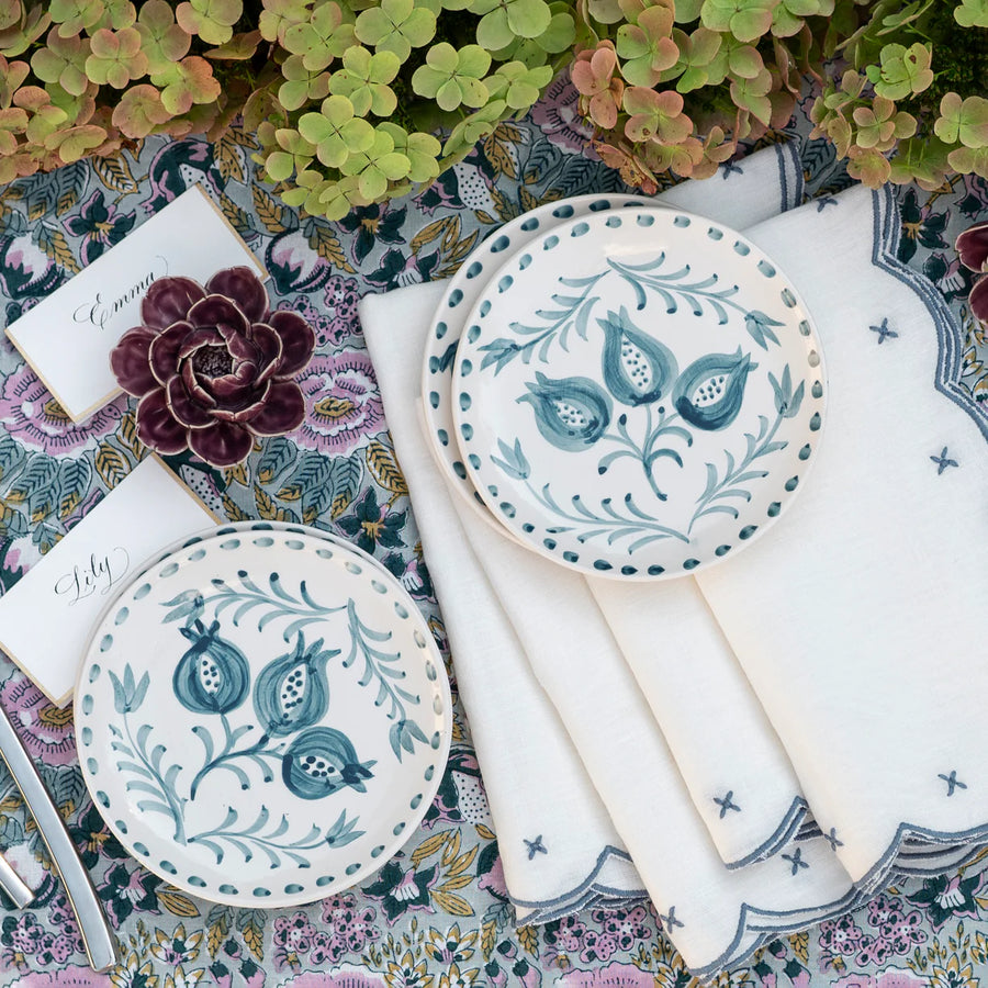 Pomegranate Trio Vine Teal Appetizer Plate - s/2