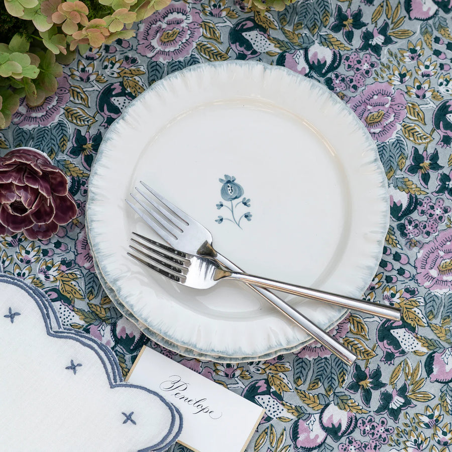 Pomegranate Trio Ruffled Teal Salad Plate - s/2