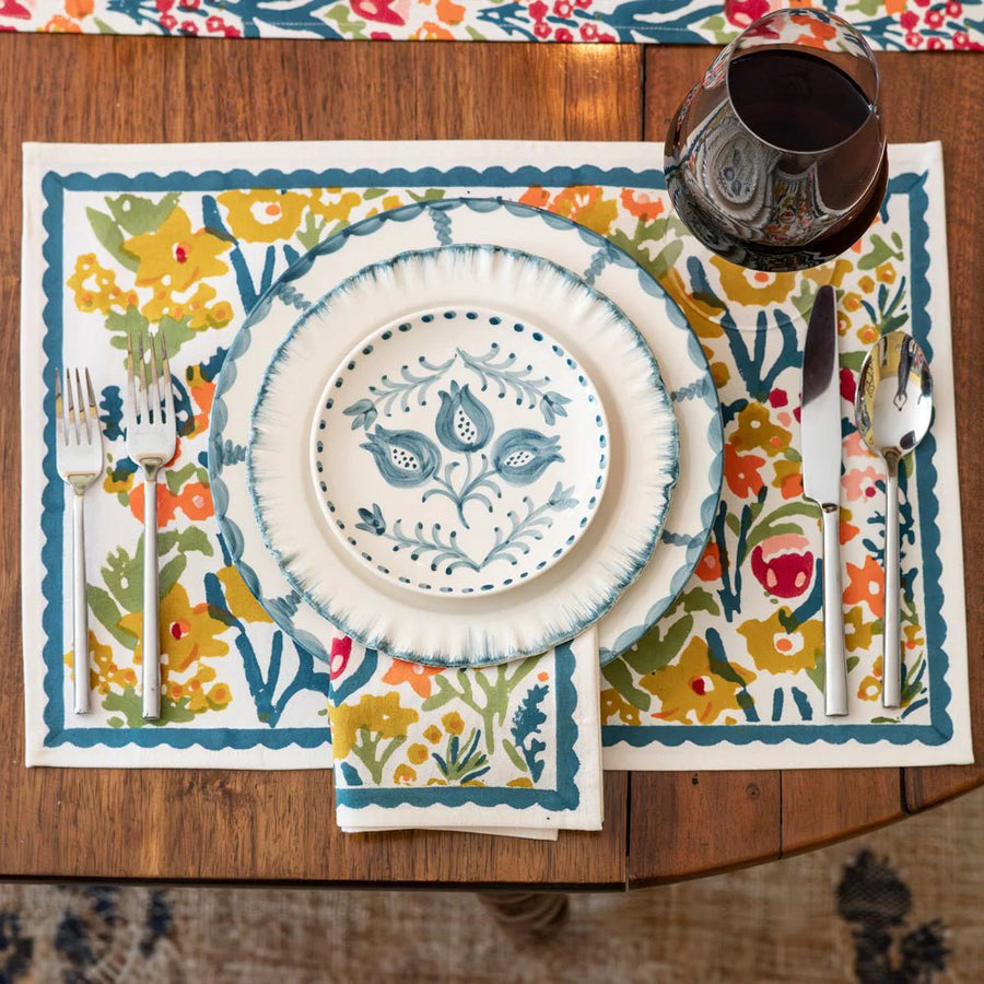 Pomegranate Trio Vine Teal Appetizer Plate - s/2