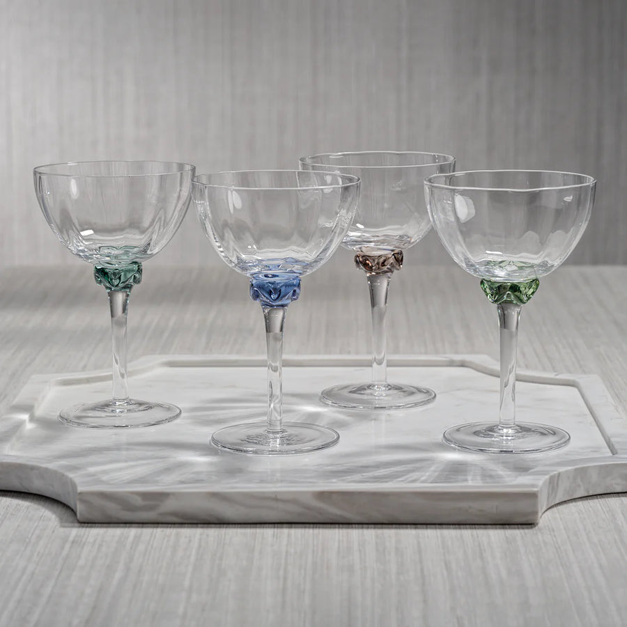 Colette Optic Glassware, Azure Blue, s/4