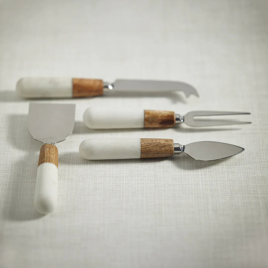 Marble and Wood Cheese Tool Set