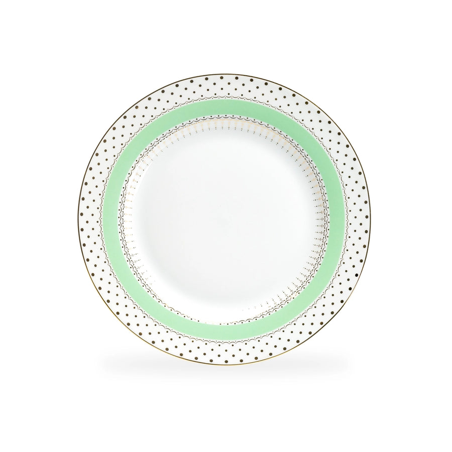 Mint Stripe w/Gold Dots Salad Plate