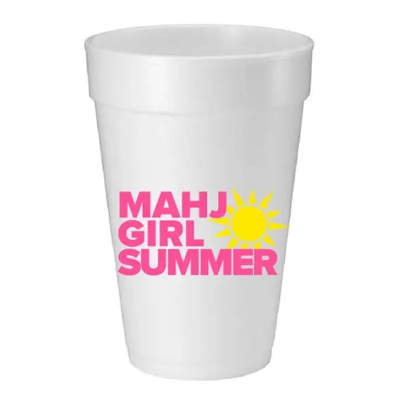 Mahj Girl Summer Foam Cups, s/10