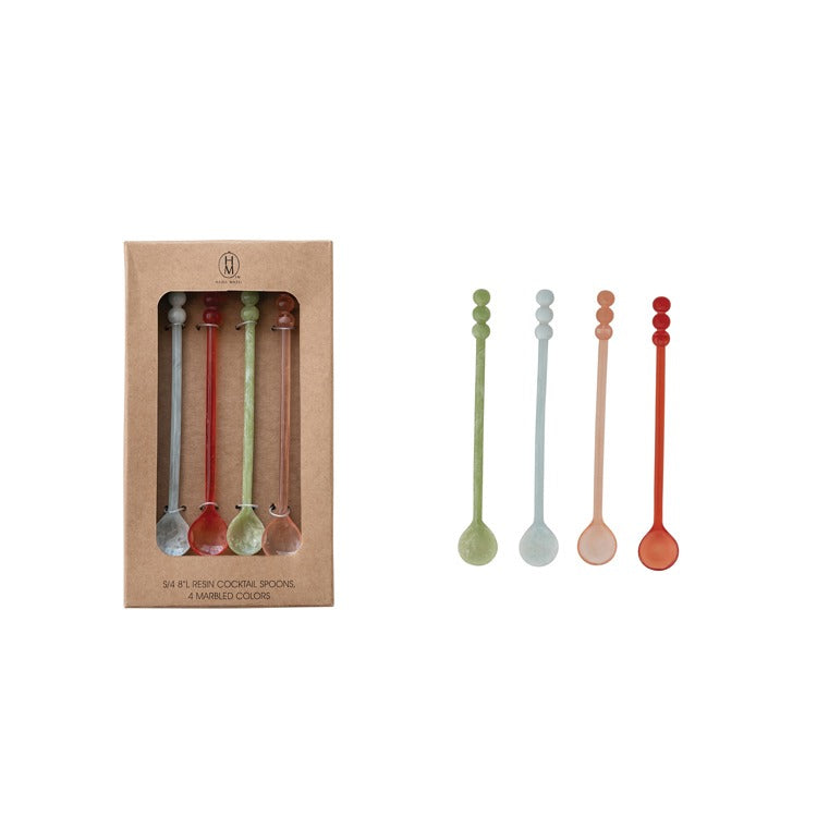 Multi-Color Resin Cocktail Spoons, s/4