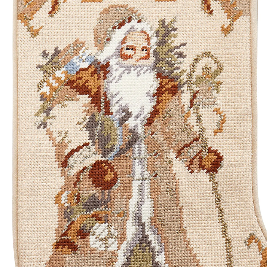 Santa Cream Embroidered Stocking