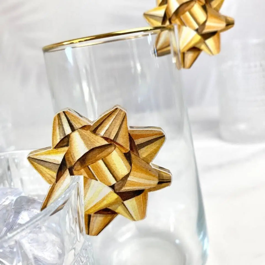 Holiday Bow Acrylic Drink Charm