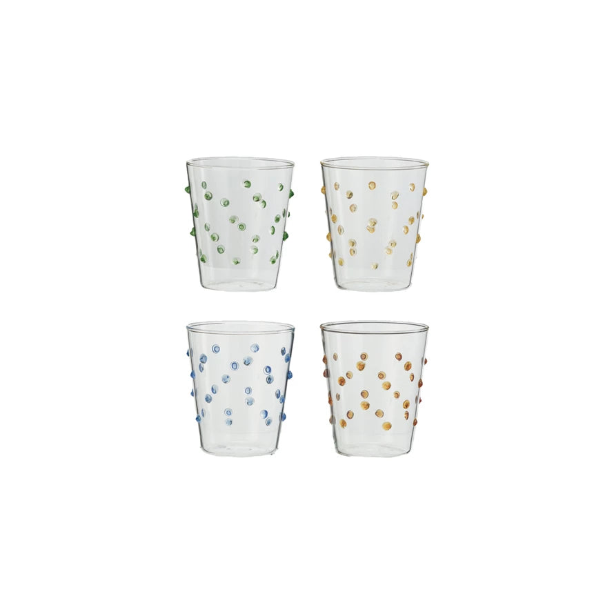 Handmade Dot Drinking Glasses, s/4