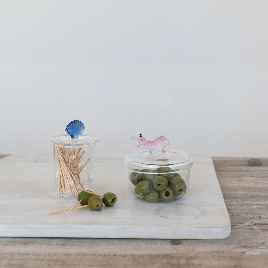 Glass Seashell Toothpick Holder