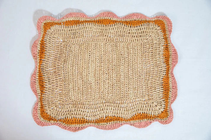 Garden Party Rectangle Placemat, pink/orange, s/4