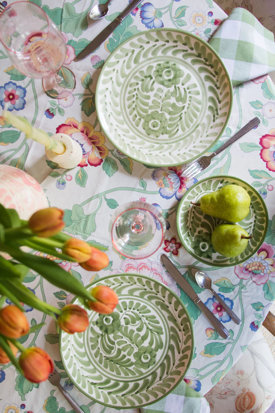 Ivy Green Ceramic Floral Plate