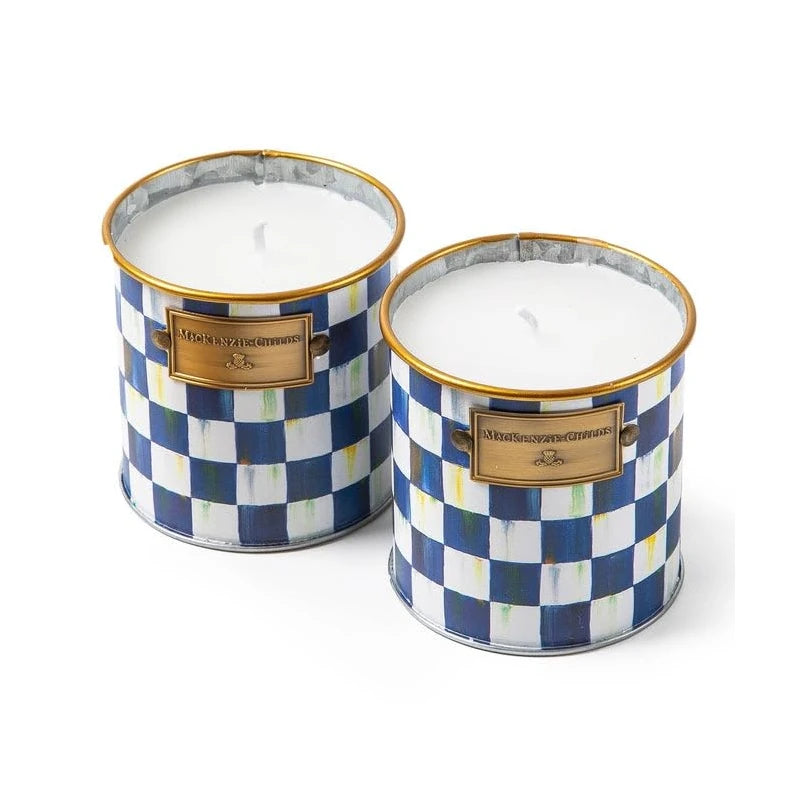 Mackenzie-Childs Royal Check Small Citronella Candles, s/2
