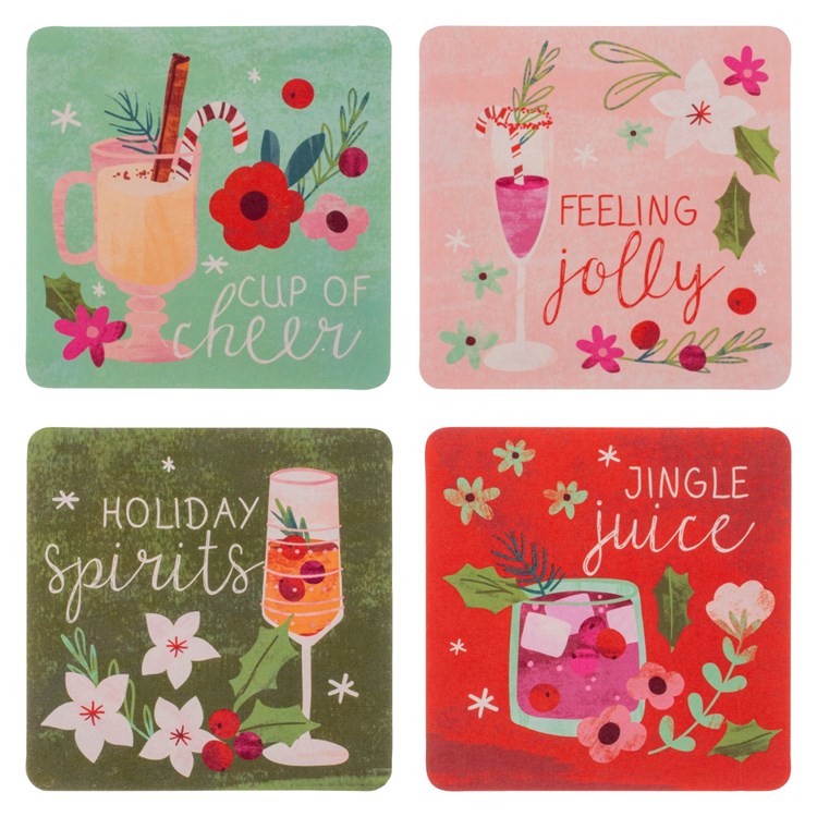 Holiday Cocktails Paper Coasters, s/8