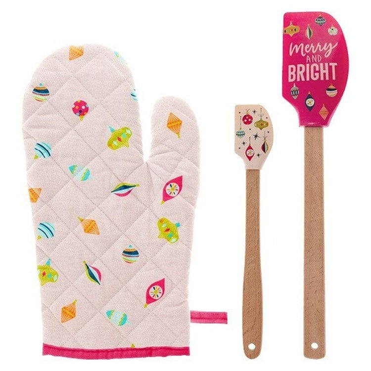 Merry & Bright Oven Mitt and Spatula Set