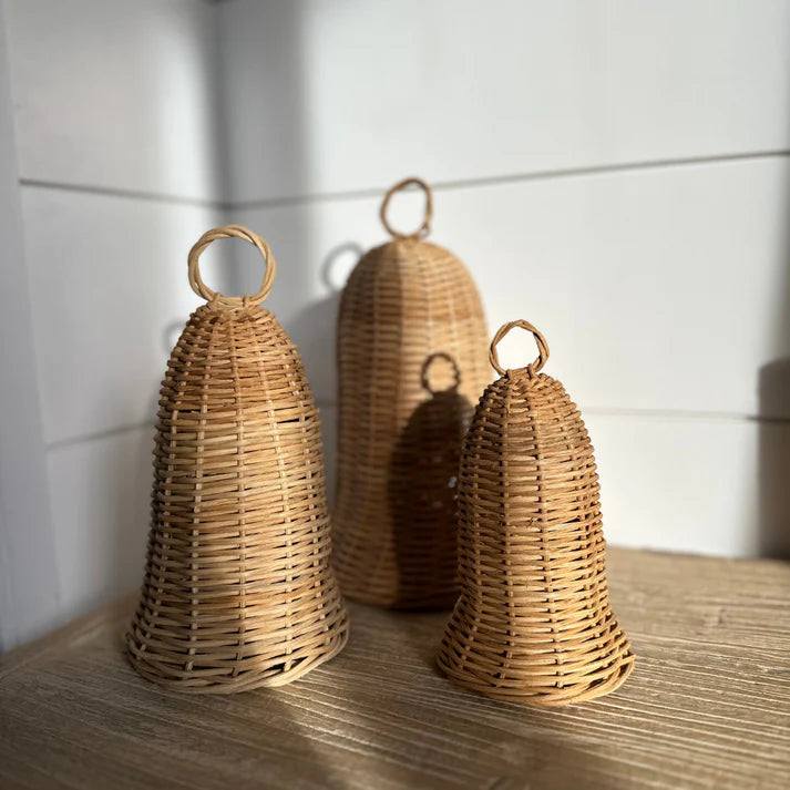 Rattan Tabletop Bells, s/3