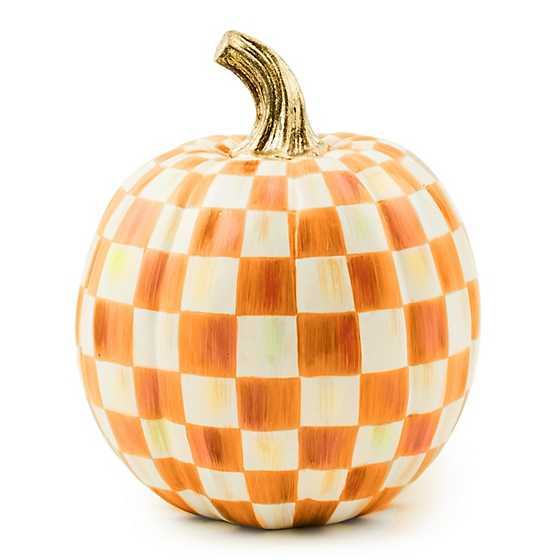 Mackenzie-Childs Orange Check Small Pumpkin