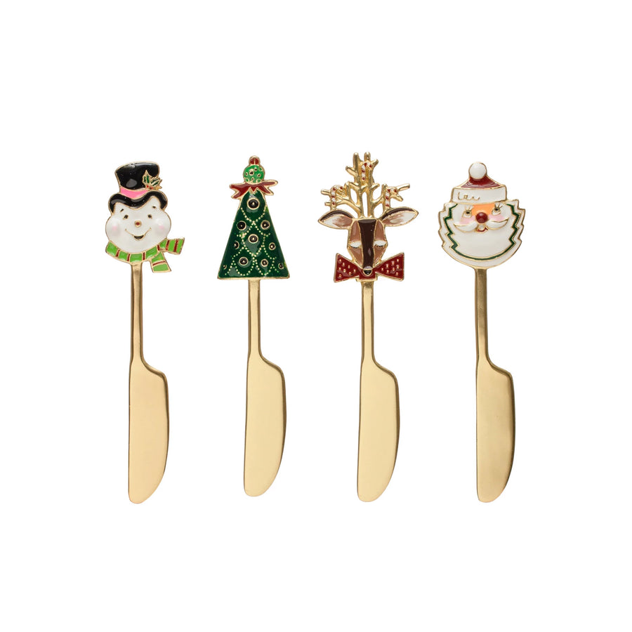 Canape Knife w/ Enameled Holiday Icon Handle, 4 Styles