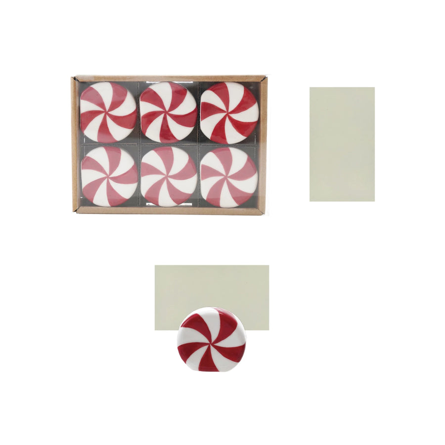 Peppermint Candy Card/Photo Holders, Boxed Set of 6