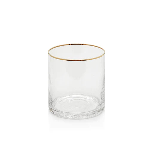 Optic Rocks Glass with Gold Rim - s/4